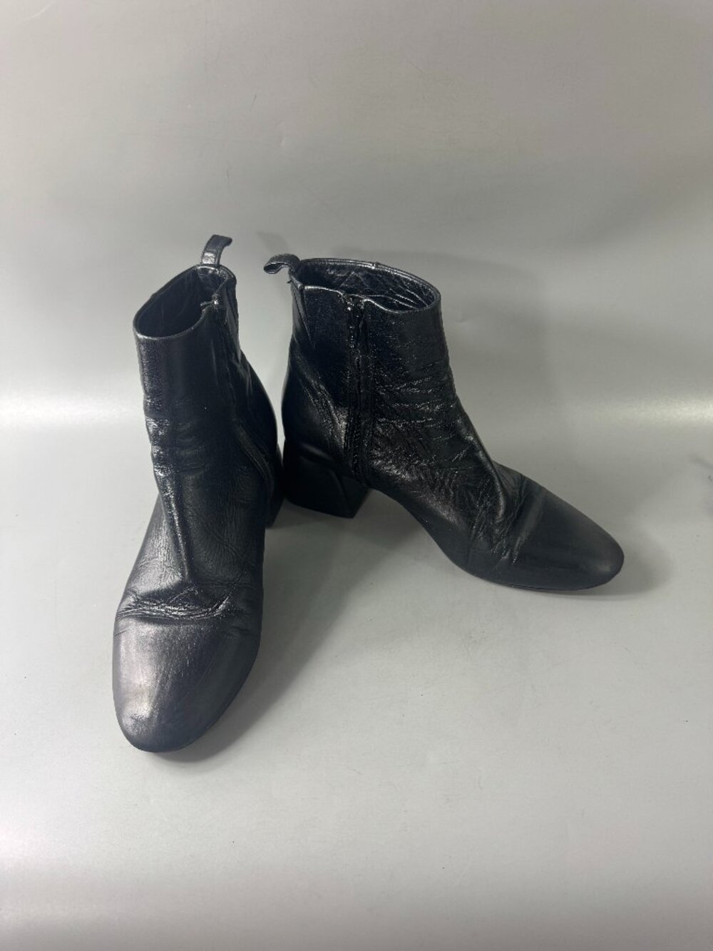 ba$sh Black Leather Ankle Boots, Size 37